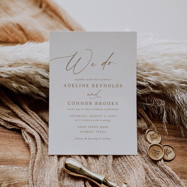 Elegant Gold Modern Calligraphy We Do Wedding Invitation (Creator Uploaded)