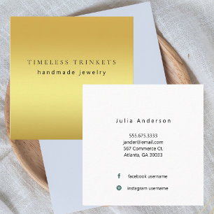 Elegant Gold Modern Jewellery Designer Square Business Card