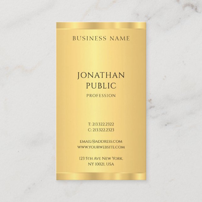 Elegant Gold Modern Simple Design Template Business Card (Front)