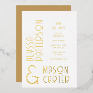 Elegant Gold Modern Wedding Foil Save The Date
