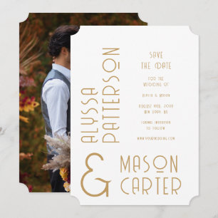 Elegant Gold Modern Wedding Photo Save The Date