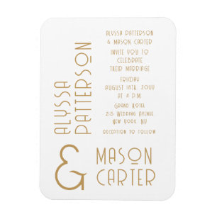 Elegant Gold Modern Wedding Save The Date Magnet
