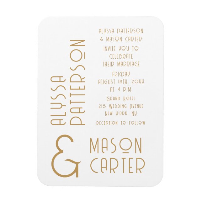 Elegant Gold Modern Wedding Save The Date Magnet (Vertical)