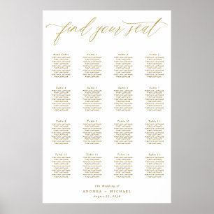 Elegant Gold Modern Wedding Seating Chart Poster