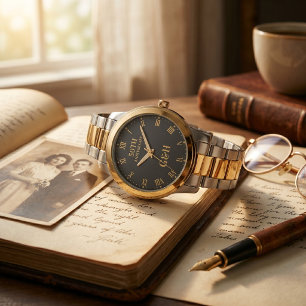Elegant Gold Monogram 50th Wedding Anniversary  Watch