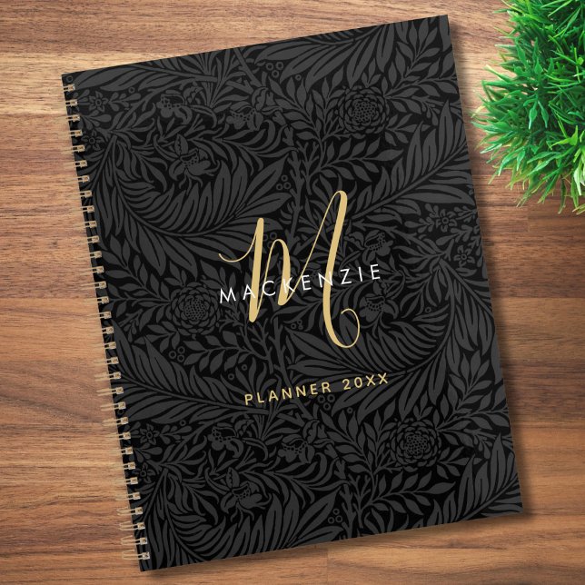 Elegant Gold Monogram Black Floral 2026 Planner (Creator Uploaded)
