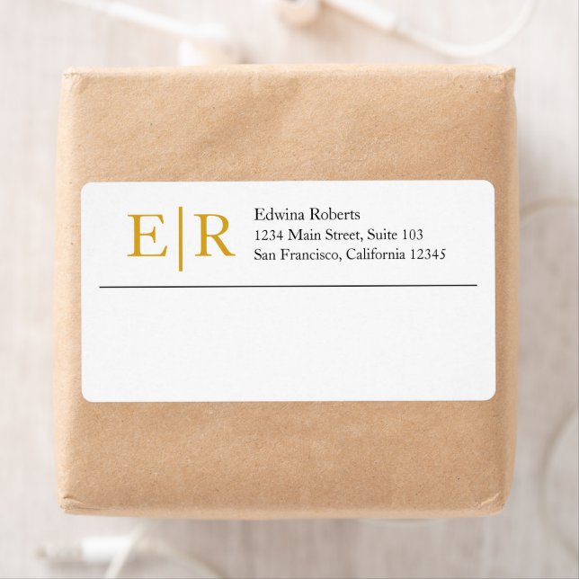 Elegant Gold Monogram Business Return Address (Insitu)