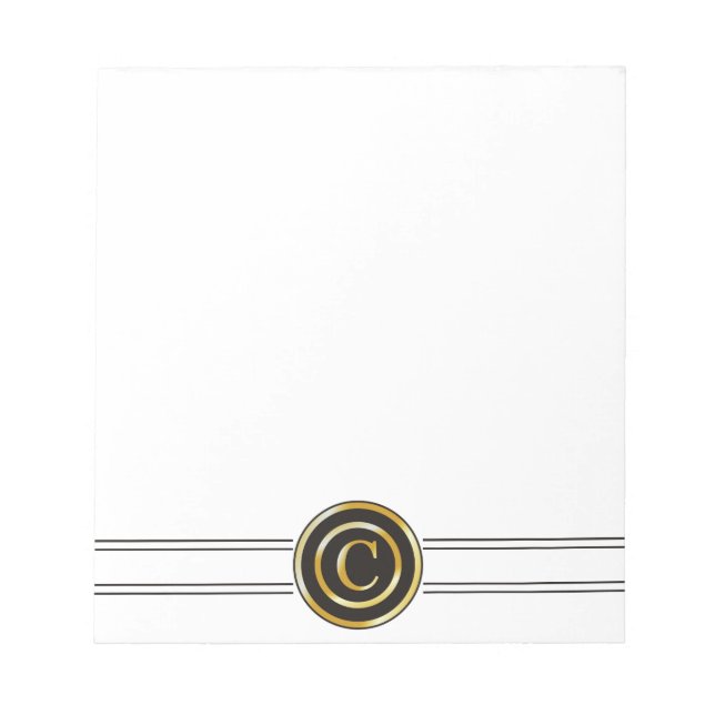 Elegant Gold Monogram C Notepad (Front)