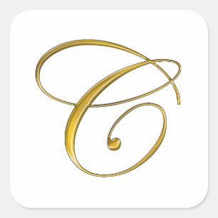 Elegant Gold Monogram C Stickers