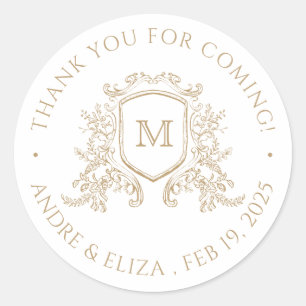 Elegant Gold Monogram Classic Round Sticker
