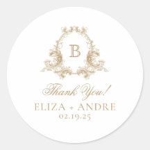 Elegant Gold Monogram Crest Wedding