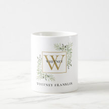 Elegant Gold Monogram Eucalyptus Greenery