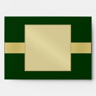 Elegant Gold Monogram Green Wedding Envelope