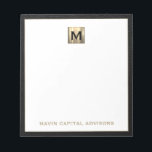 Elegant Gold Monogram Initial Logo Notepad<br><div class="desc">Elevate your financial planning and wealth management endeavours with our Elegant Gold Monogram Initial Logo Notepad. Crafted to perfection, this notepad showcases a brushed gold monogram initial emblem, exuding professionalism and sophistication. Whether jotting down strategies, meeting notes, or client insights, this notepad adds a luxurious touch to your financial consultations....</div>