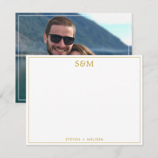 Elegant Gold Monogram Initials Couple Name Photo  Card