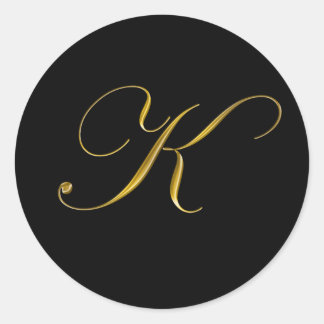 Elegant Gold Monogram K Envelope Seal