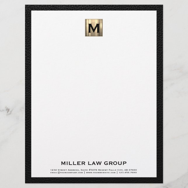 Elegant Gold Monogram Letterhead (Front)