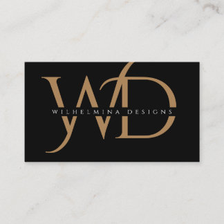 Elegant Gold Monogram Luxurious Typography Black Business Card