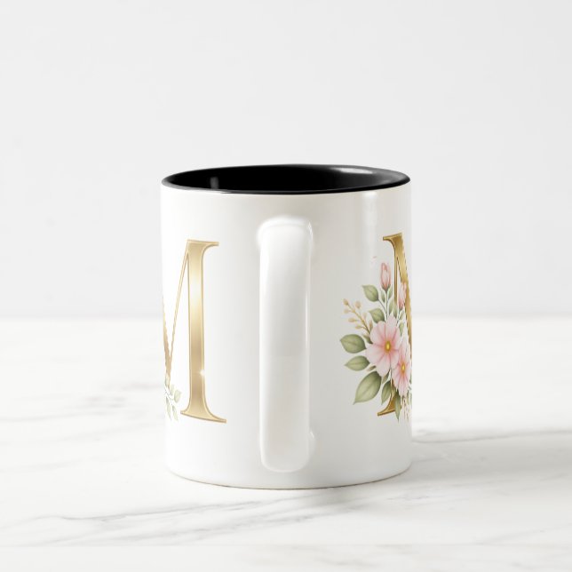 Elegant Gold Monogram M Mug (Handle)