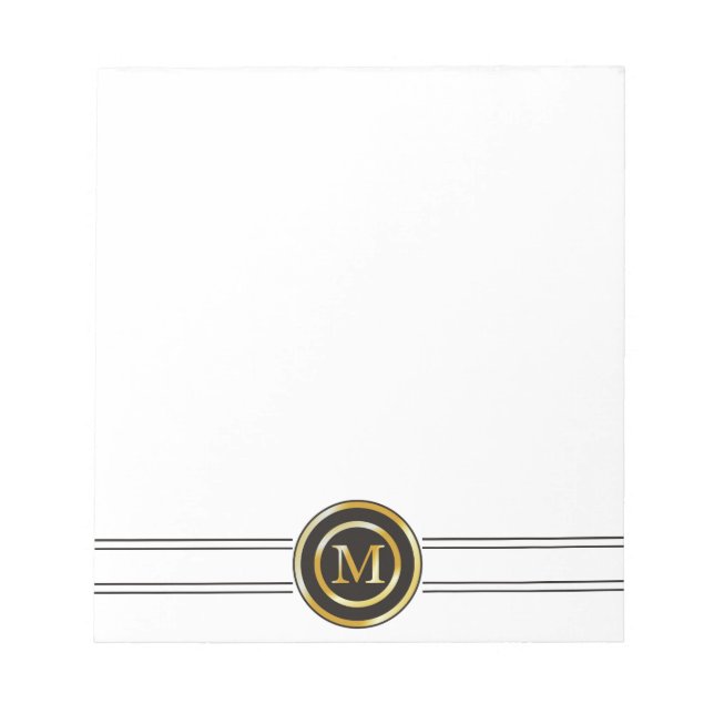 Elegant Gold Monogram M Notepad (Front)