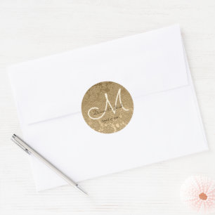 Elegant Gold Monogram Modern Wedding Classic Round Sticker