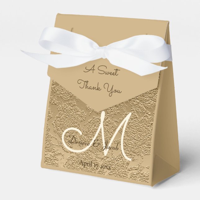 Elegant Gold Monogram Modern Wedding Favour Box (Front Side)