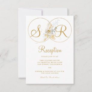 Elegant Gold Monogram Name Initial Reception Card
