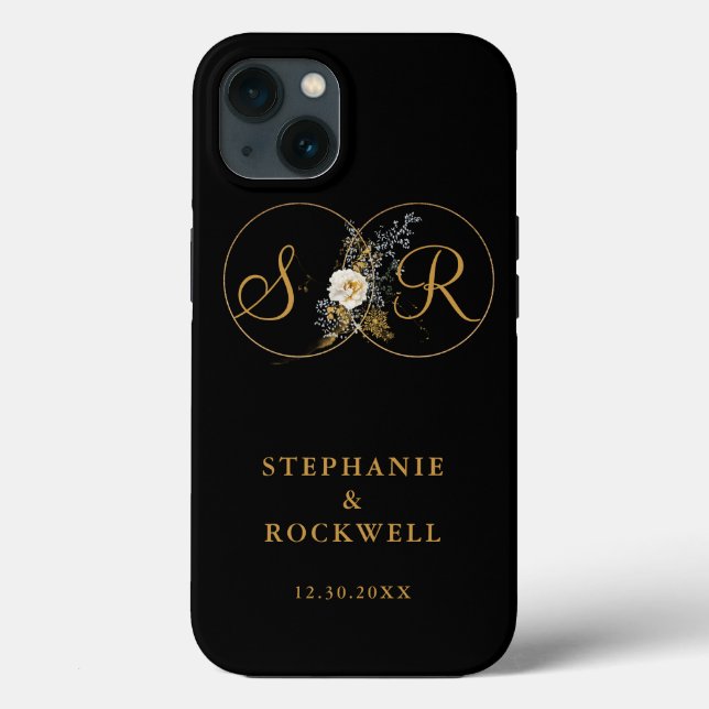 Elegant Gold Monogram Name Initial Wedding Case-Mate iPhone Case (Back)