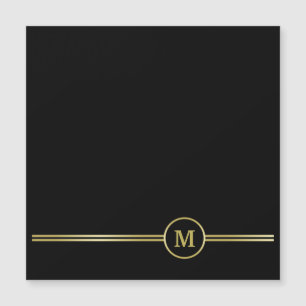 Elegant gold Monogram on black Magnetic Card