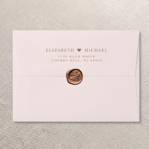 Elegant Gold Monogram Pink Wedding Return Address Envelope