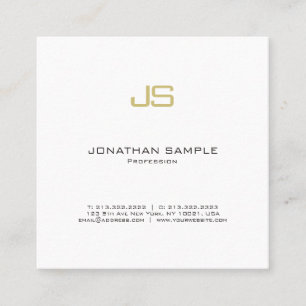 Elegant Gold Monogram Plain Luxury Chic Minimalist Square Business Card