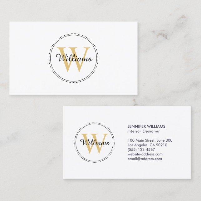 Elegant Gold Monogram Professional Business Card (Front/Back)