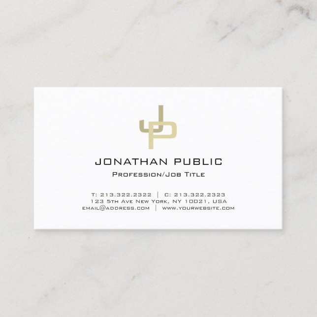 Elegant Gold Monogram Professional Modern Simple Business Card (Front)