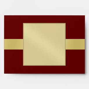 Elegant Gold Monogram Red All Occasion Envelope