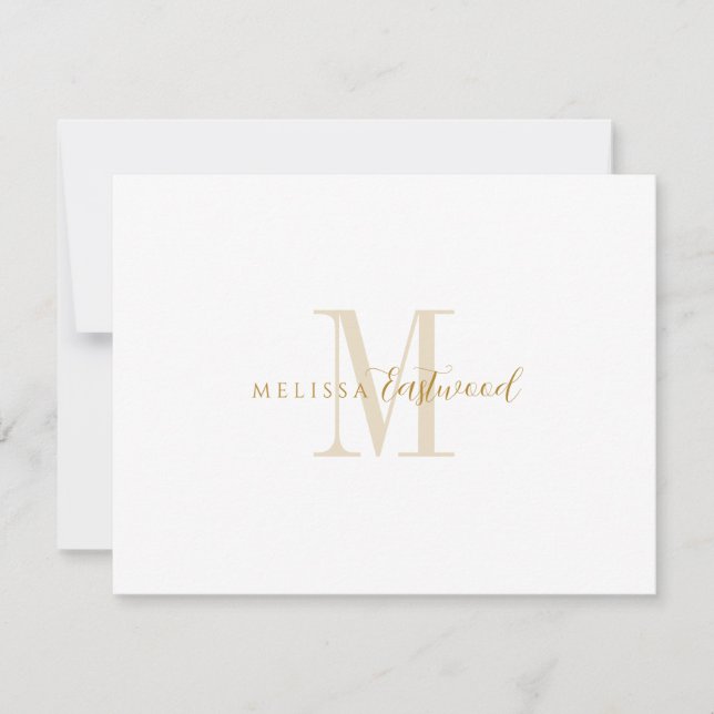 Elegant Gold Monogram Script Serif Card (Front)