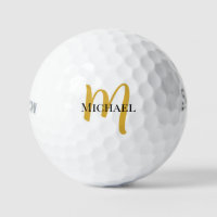 Elegant Gold Monogram Srixon Soft Feel 3 Pack