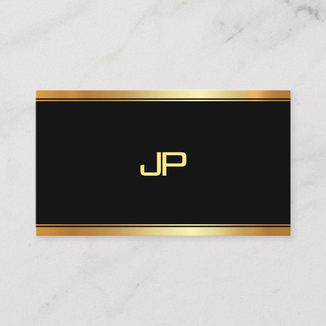 Elegant Gold Monogram Template Modern Professional Business Card (Front)