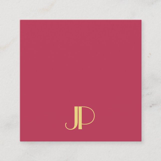 Elegant Gold Monogram Trendy Template Modern Square Business Card (Front)