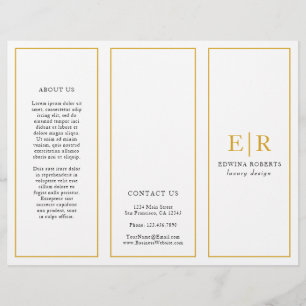 Elegant Gold Monogram Trifold Brochure