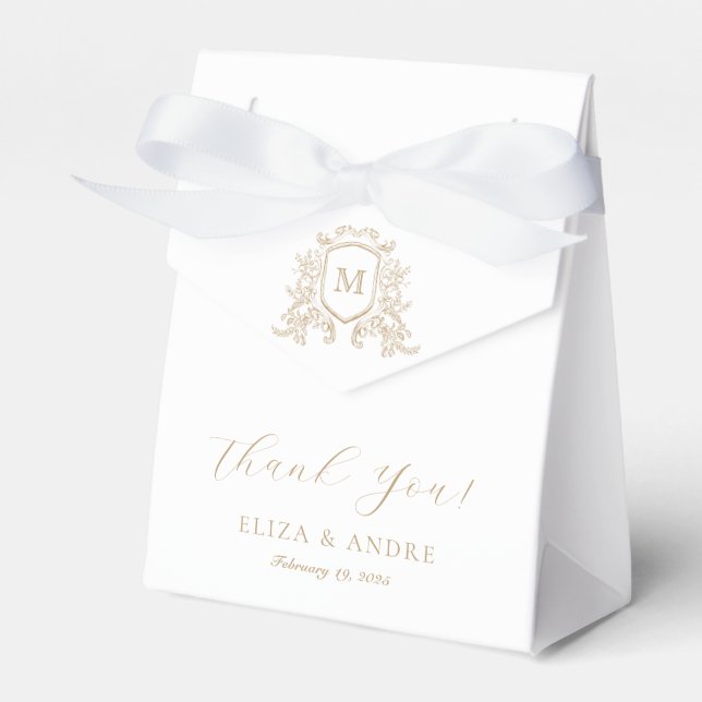 Elegant Gold Monogram Wedding Favour Box (Front Side)