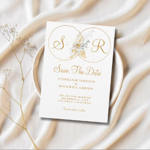 Elegant Gold Monogram Wedding   Save The Date