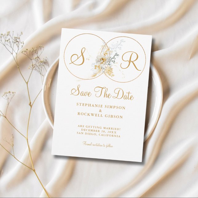 Elegant Gold Monogram Wedding   Save The Date (Creator Uploaded)