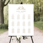 Elegant Gold Monogram Wedding Seating Chart Sign<br><div class="desc">Elegant Wedding, or special event seating chart with exquisite gold foil hand-drawn monogram with the couple's initials and beautiful modern hand-written calligraphy elements. Seating plan for 12 or fewer tables. For less than 12 tables erase all characters from the tables you don't need. You can also choose to customise this...</div>
