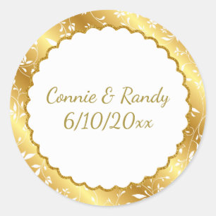 Elegant Gold Monogram Wedding Sticker