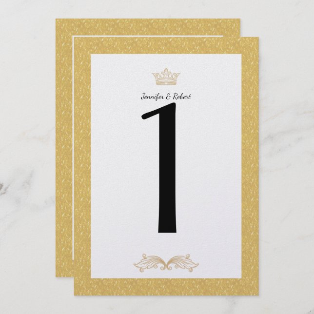 Elegant Gold Monogram Wedding Table Number (Front/Back)