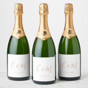 Elegant Gold Monogram Wedding Wine Label