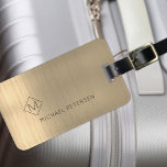 Elegant gold monogrammed name modern luggage tag<br><div class="desc">Modern luxury exclusive looking luggage tag on a faux metallic brushed gold background with geometric diamond shaped monogram. Personalise it with your name,  monogram,  and details on both sides!</div>