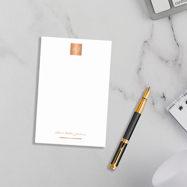 Elegant gold monogrammed name personalised  post-it notes (Creator Uploaded)