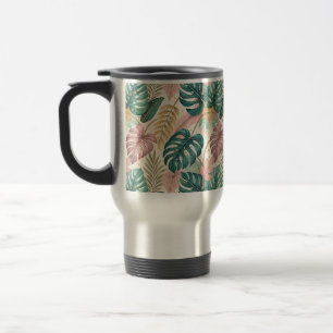 Elegant Gold Monsteras Travel Mug