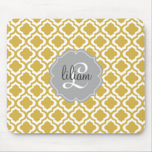 Elegant Gold Moroccan Quatrefoil Personalised Mouse Mat